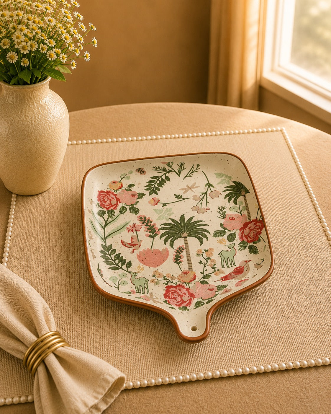 Bagh Collection- Floral Platter with Handle