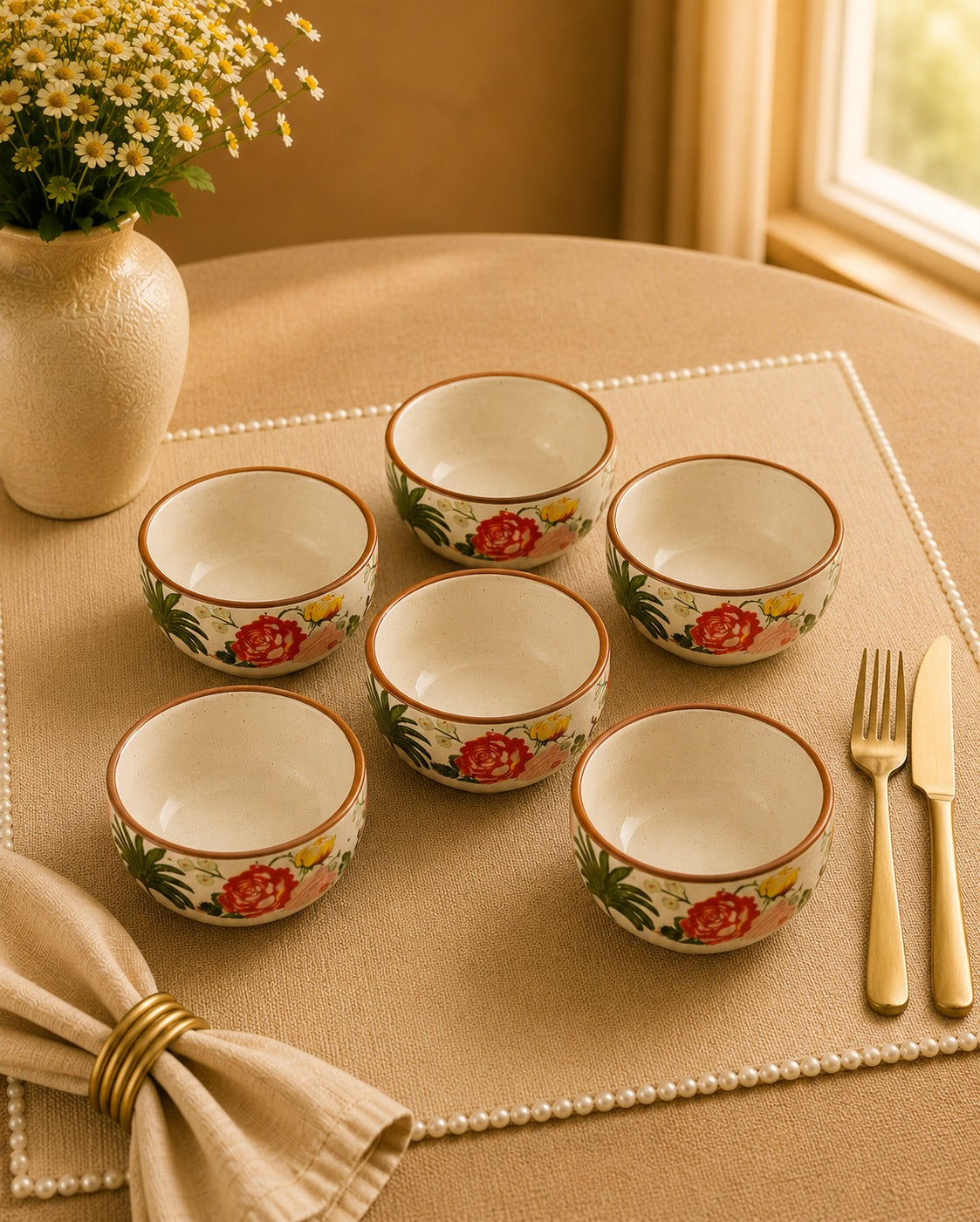 Bagh Collection- Floral  4.5’ Soup Bowls set of 6