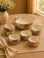 Bagh Collection- Floral   Soup Bowls set of 6, and One large Serving Bowl