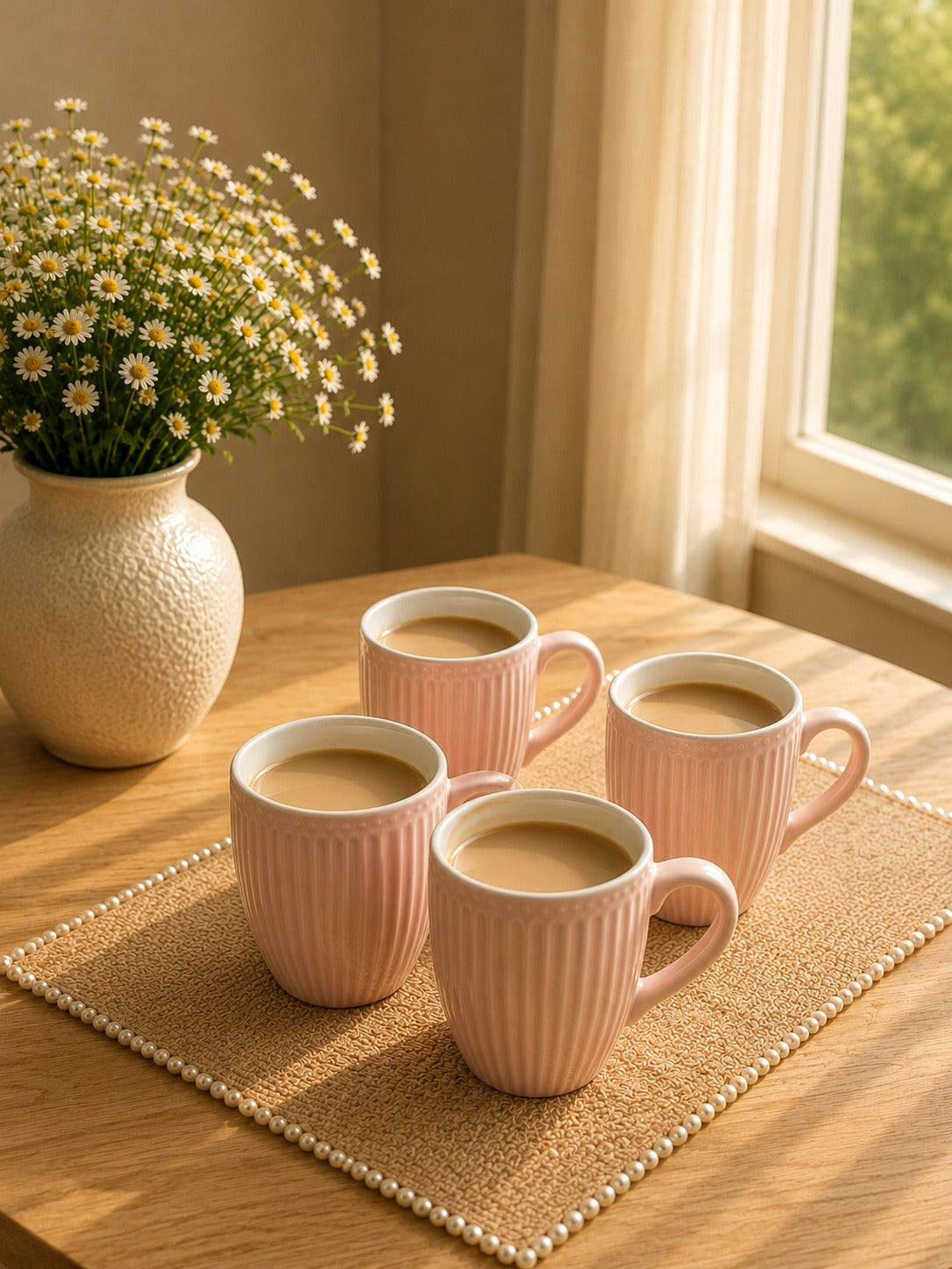 Amber Noor Collection of 4 Pink Coffee Mugs