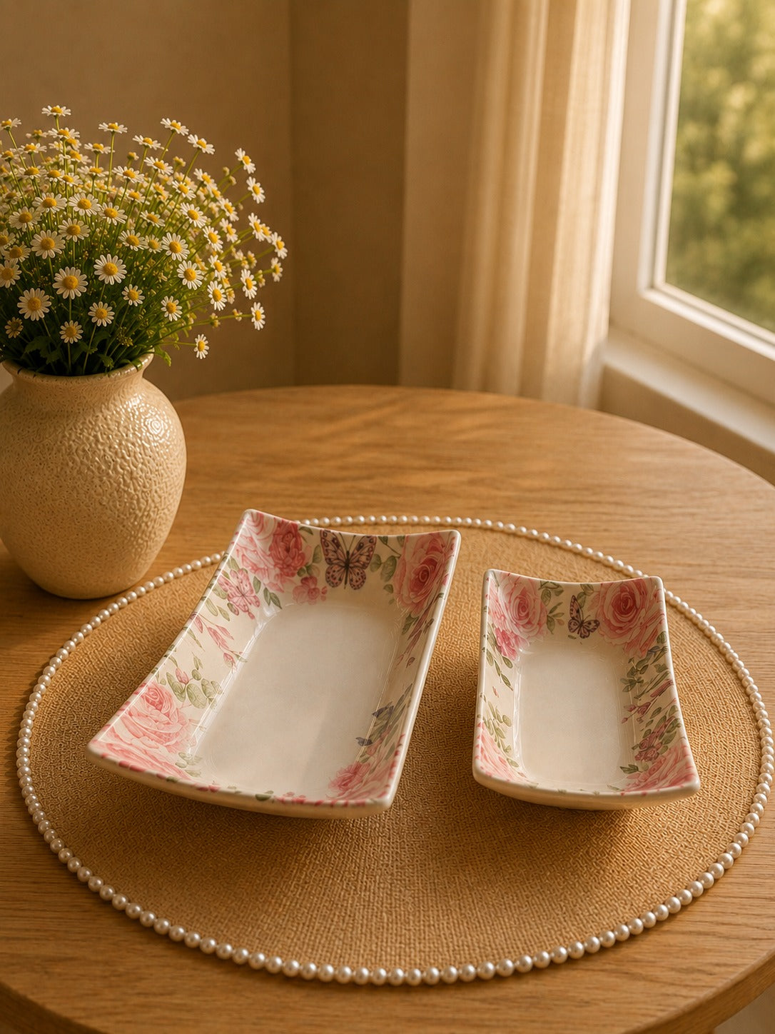 Ottoman Grace Collection Porcelain serving  Trays set of 2