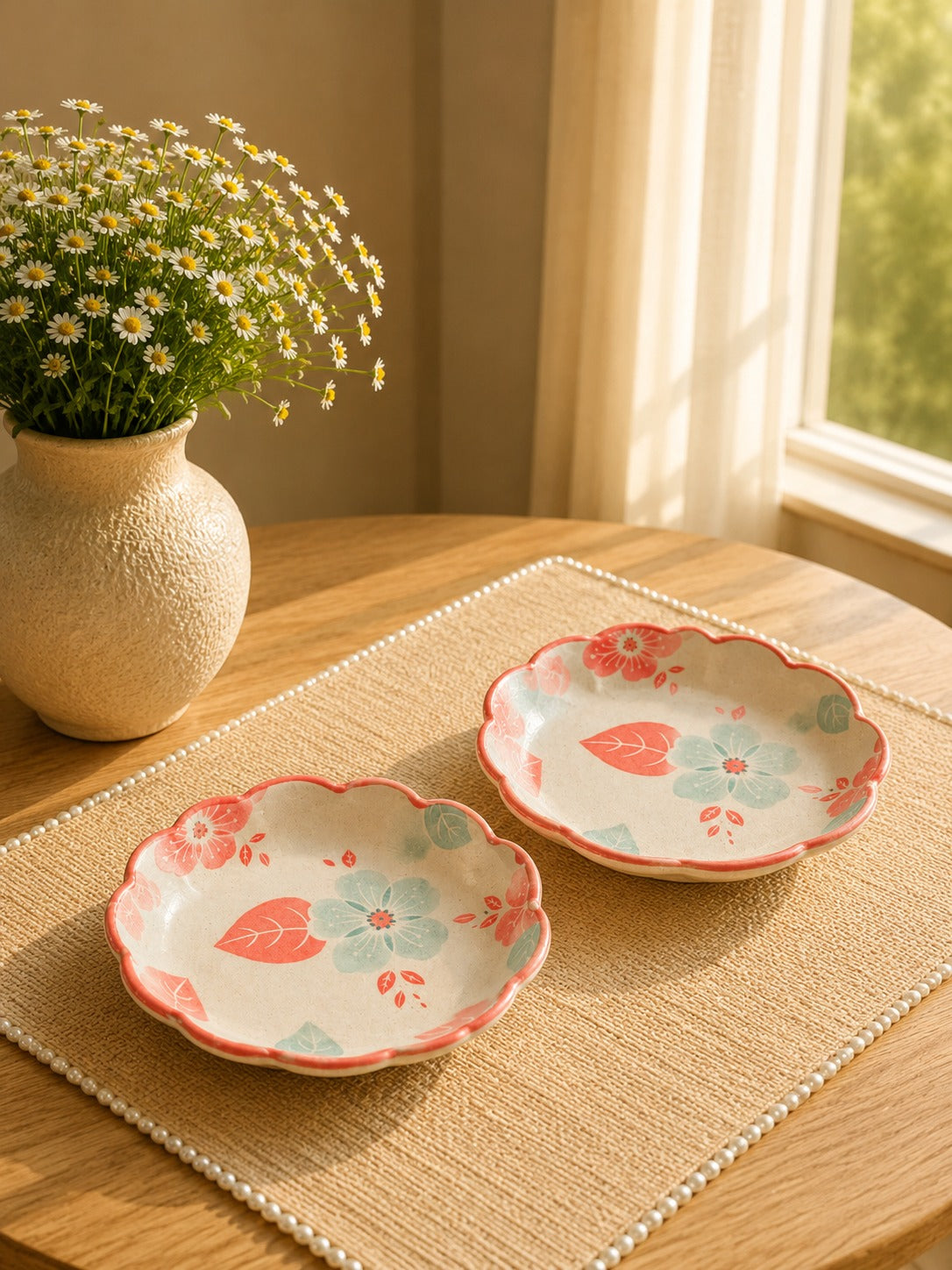 Bloom & Grace Collection - Printed Serve ware set of 2 Orange Platers of 6”