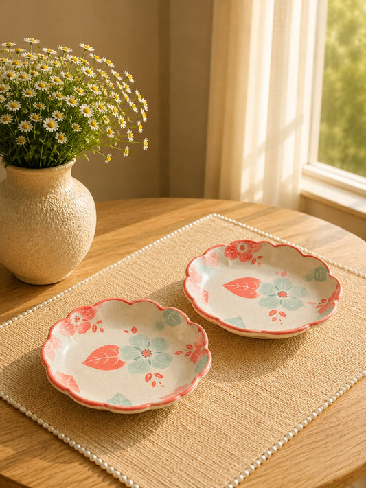 Bloom & Grace Collection - Printed Serve ware set of 2 Orange Platers of 6”