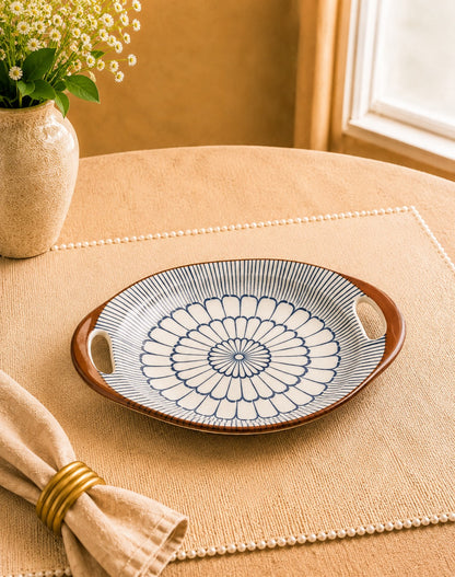 Ethnic Flower shape, print ceramic - Platter of 7”